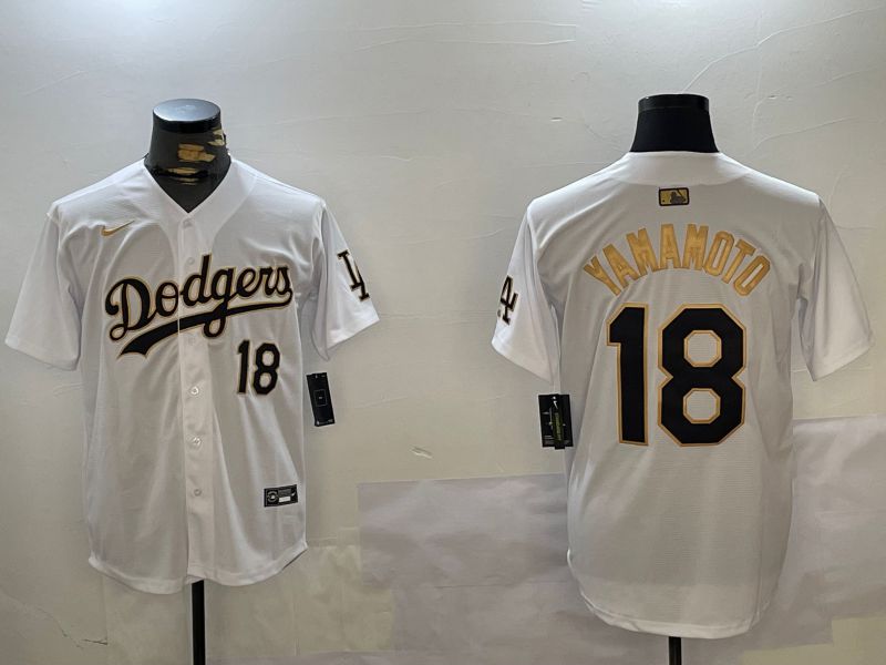 Men Los Angeles Dodgers 18 Yamamoto White Game 2024 Nike MLB Jersey style 1211